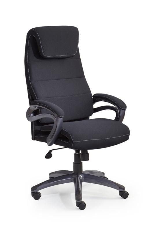 Scaun de birou directorial tapitat cu stofa, Sidon Negru, l65xA70xH117-125 cm