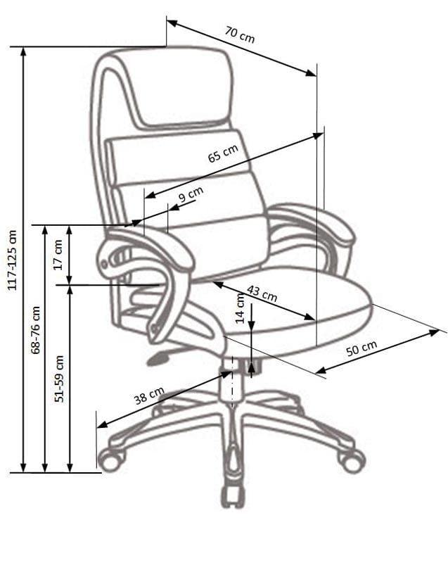 Scaun de birou directorial tapitat cu stofa, Sidon Negru, l65xA70xH117-125 cm (1)