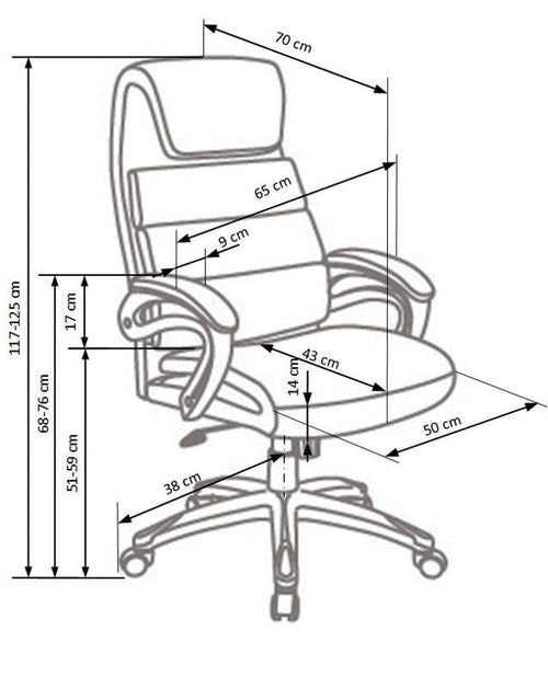 Scaun de birou directorial tapitat cu stofa, Sidon Negru, l65xA70xH117-125 cm (1)