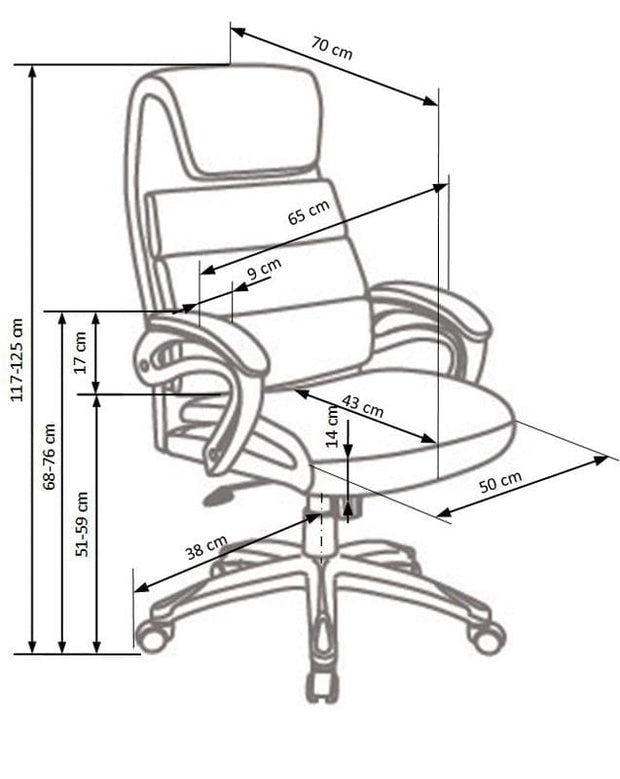 Scaun de birou directorial tapitat cu stofa, Sidon Negru, l65xA70xH117-125 cm (1)