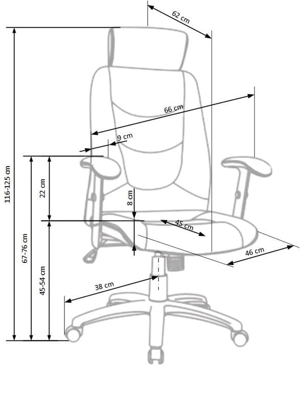Scaun de birou directorial tapitat cu stofa Stillman II Gri inchis, l66xA62xH116-125 cm (1)