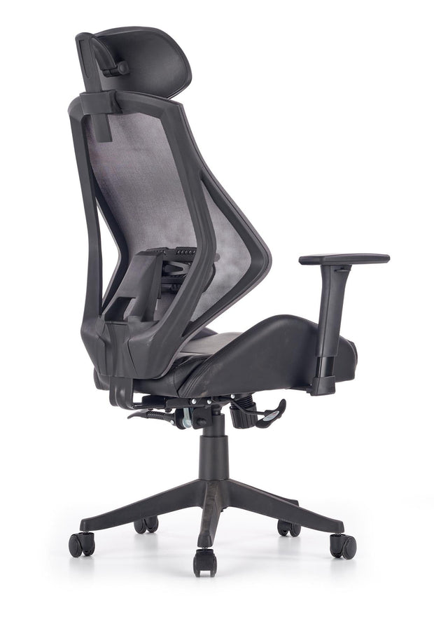 Scaun de birou ergonomic, tapitat cu piele ecologica Hnasel Negru / Gri, l68xA78xH110-118 cm (4)