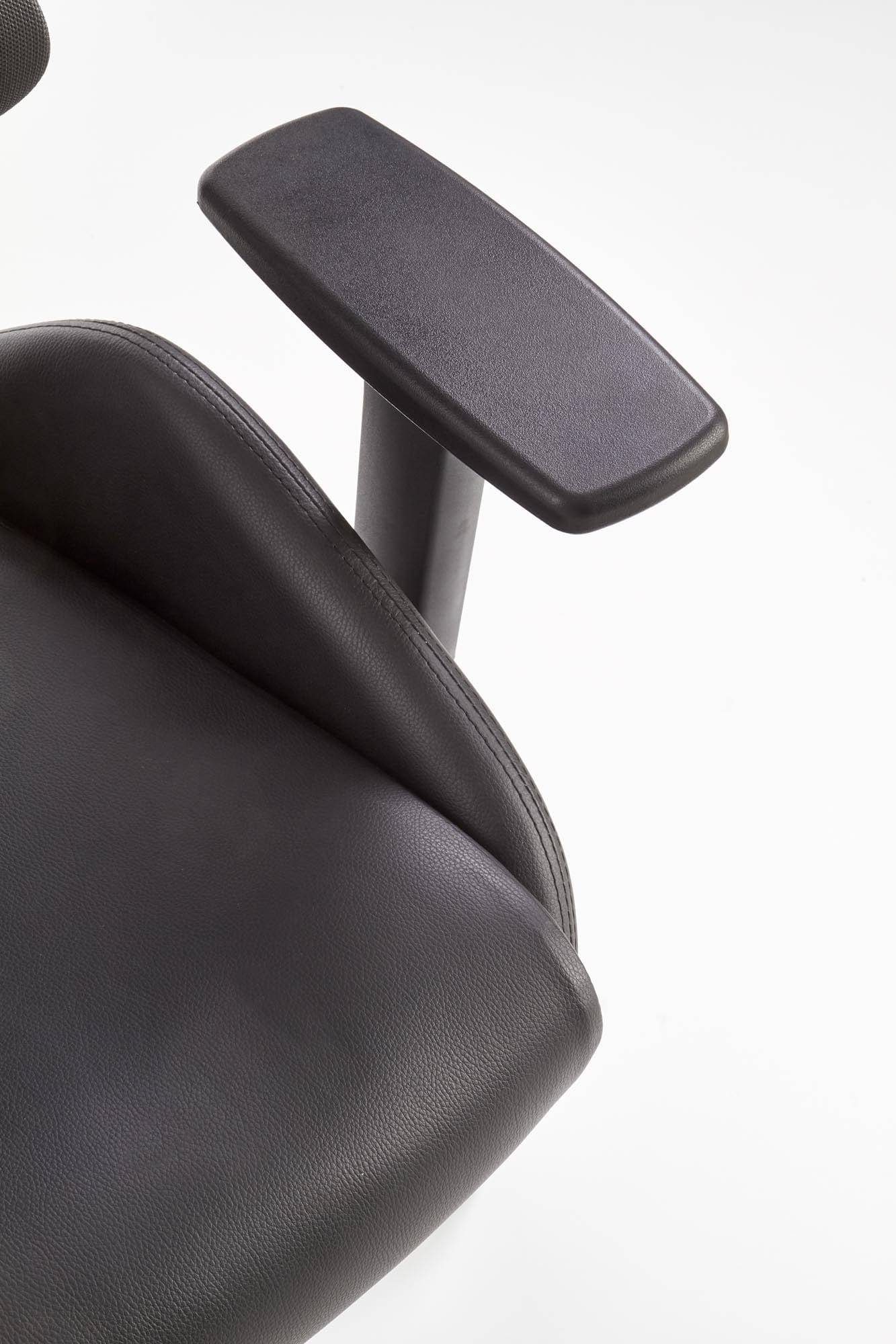 Scaun de birou ergonomic, tapitat cu piele ecologica Hnasel Negru / Gri, l68xA78xH110-118 cm (5)
