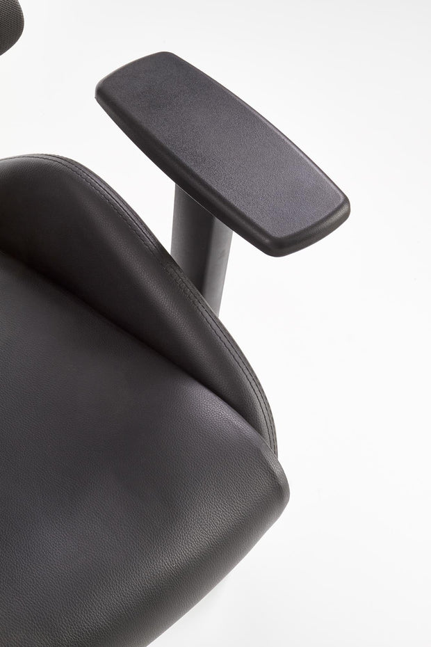 Scaun de birou ergonomic, tapitat cu piele ecologica Hnasel Negru / Gri, l68xA78xH110-118 cm (5)