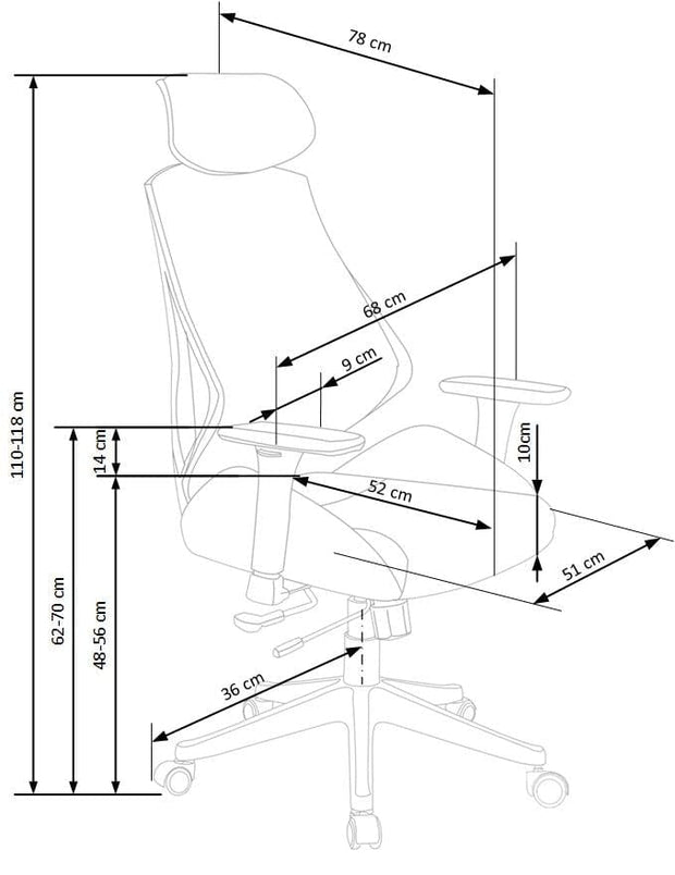 Scaun de birou ergonomic, tapitat cu piele ecologica Hnasel Negru / Gri, l68xA78xH110-118 cm (6)