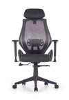 Scaun de birou ergonomic, tapitat cu piele ecologica Hnasel Negru / Gri, l68xA78xH110-118 cm (1)