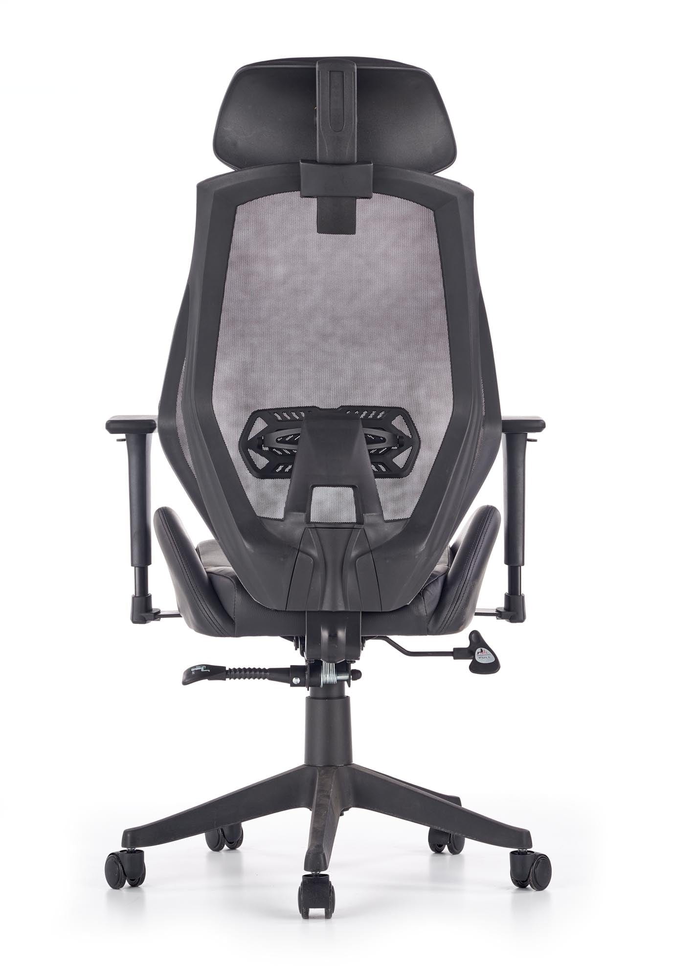 Scaun de birou ergonomic, tapitat cu piele ecologica Hnasel Negru / Gri, l68xA78xH110-118 cm (3)