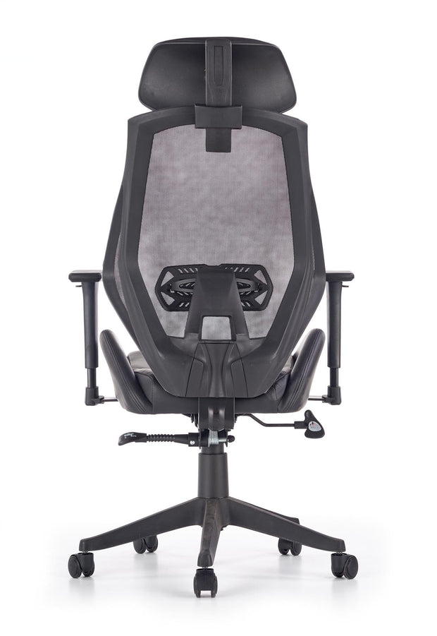 Scaun de birou ergonomic, tapitat cu piele ecologica Hnasel Negru / Gri, l68xA78xH110-118 cm (3)