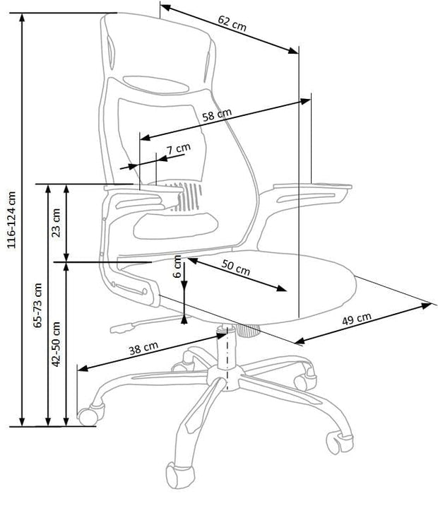 Scaun de birou ergonomic tapitat cu stofa, Suzana Negru / Gri, l58xA62xH116-124 cm (2)