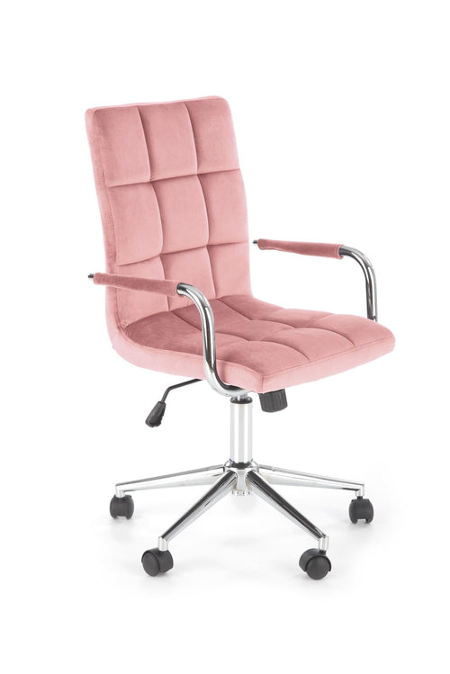 Halmar Scaun de birou pentru copii tapitat cu stofa, Gonzalez IV Velvet Roz, l53xA60xH93-105 cm