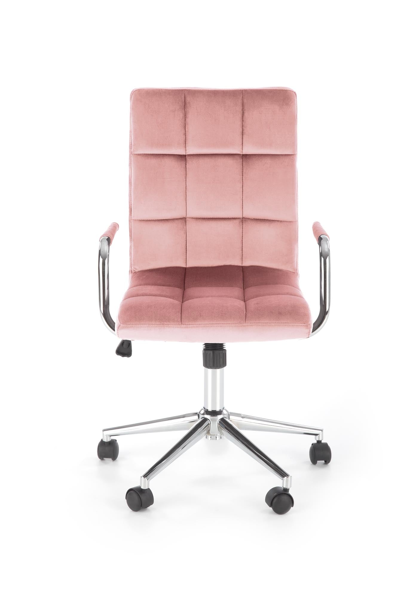 Halmar Scaun de birou pentru copii tapitat cu stofa, Gonzalez IV Velvet Roz, l53xA60xH93-105 cm