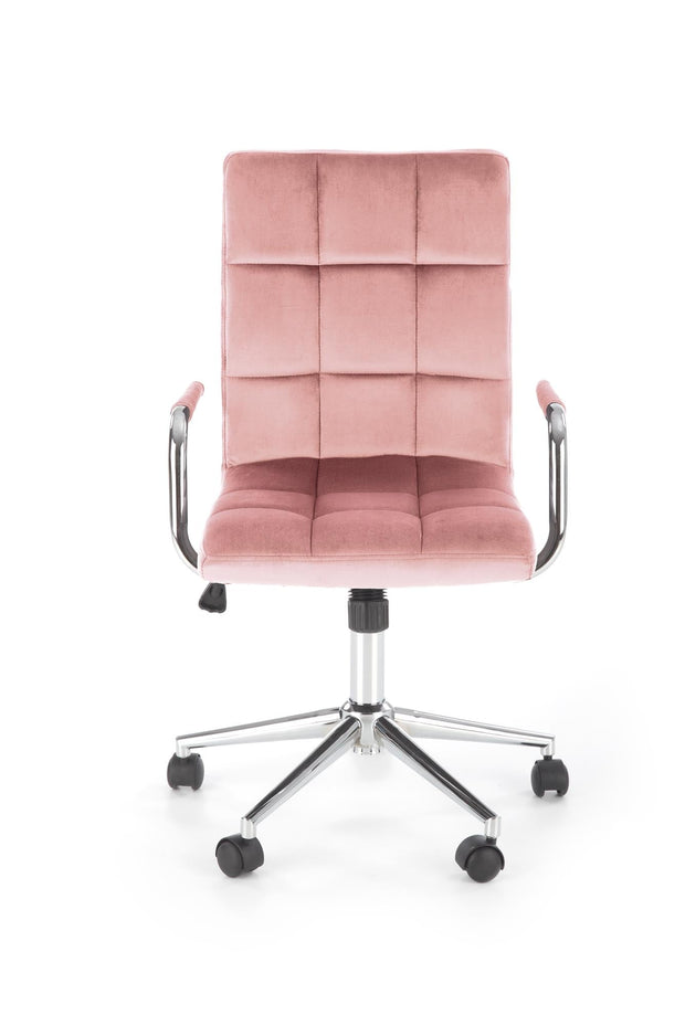Halmar Scaun de birou pentru copii tapitat cu stofa, Gonzalez IV Velvet Roz, l53xA60xH93-105 cm