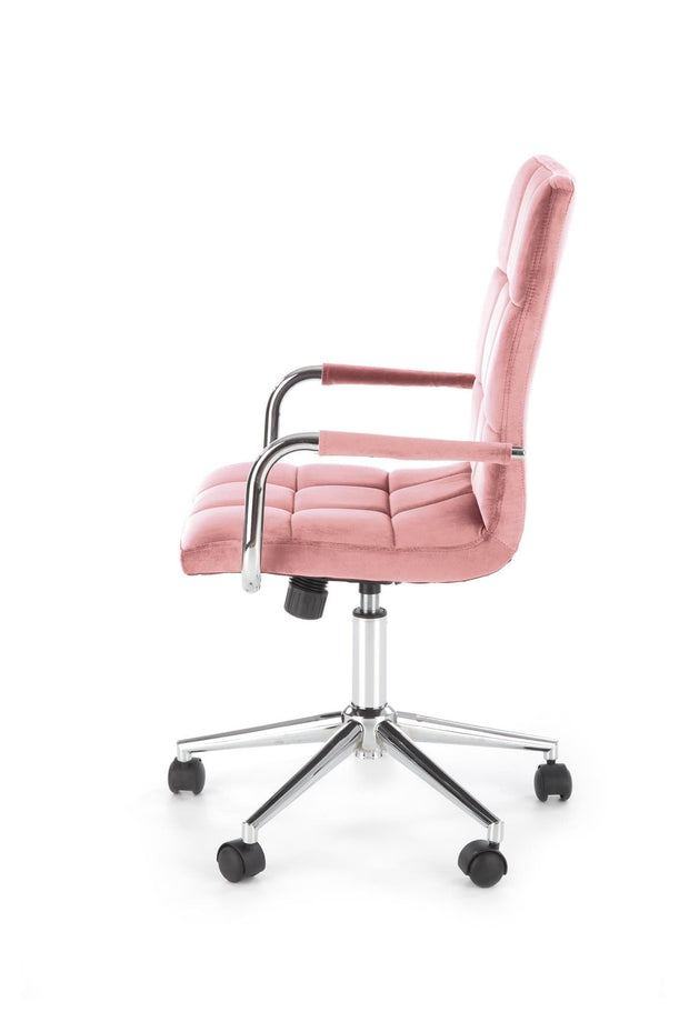 Halmar Scaun de birou pentru copii tapitat cu stofa, Gonzalez IV Velvet Roz, l53xA60xH93-105 cm