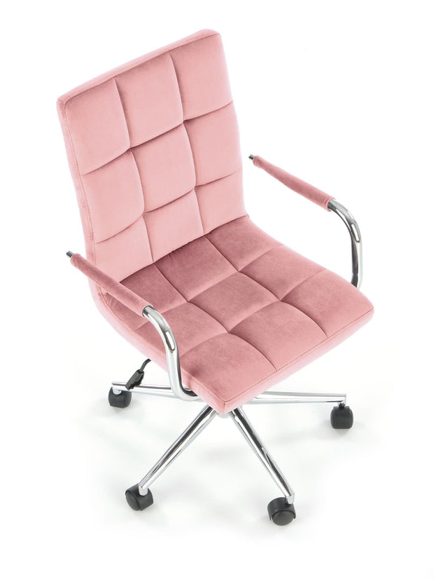 Halmar Scaun de birou pentru copii tapitat cu stofa, Gonzalez IV Velvet Roz, l53xA60xH93-105 cm