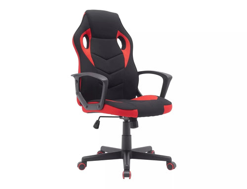 Scaun de birou tapitat cu stofa, Dakar Negru / Rosu, l63xA48xH106 cm