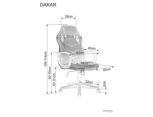 Scaun de birou tapitat cu stofa, Dakar Negru / Rosu, l63xA48xH106 cm (2)