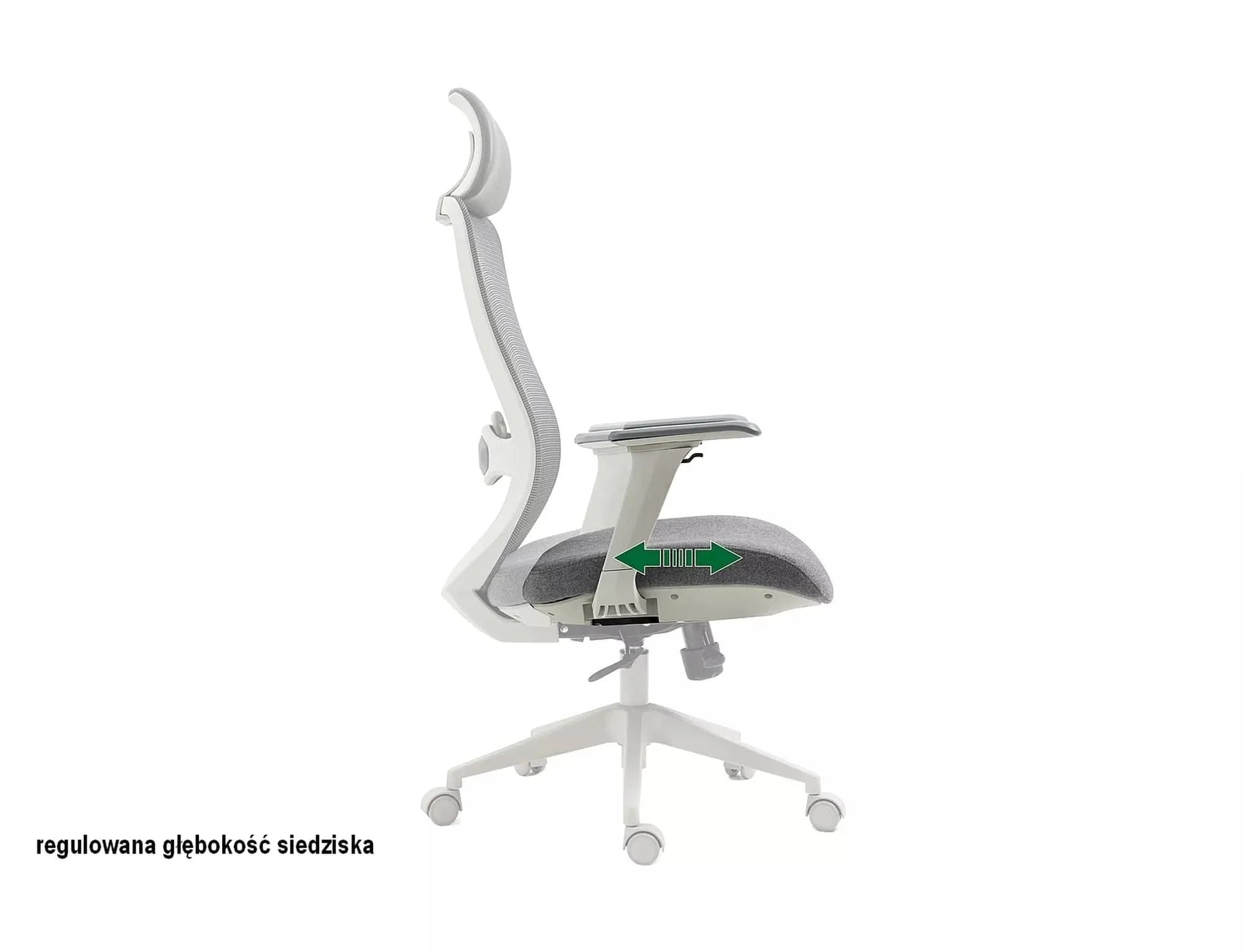 Scaun de birou tapitat cu stofa, Ergon Gri, l64xA49-54xH112 cm (2)