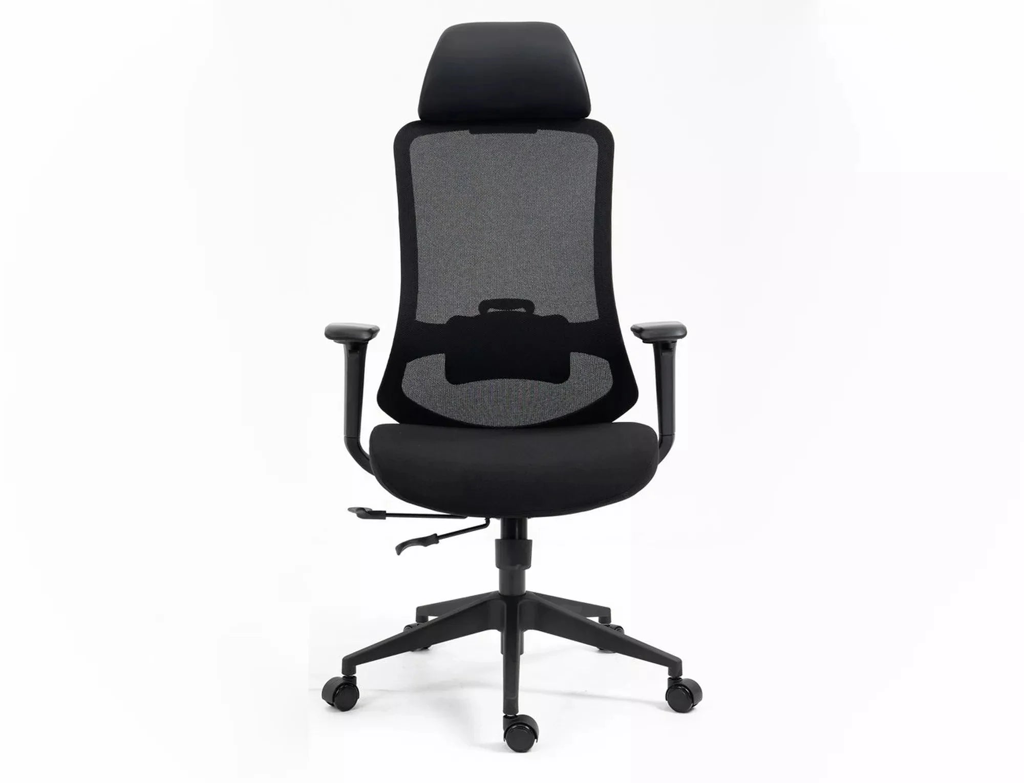 Scaun de birou tapitat cu stofa, Ergon Negru, l64xA49-54xH112 cm (1)