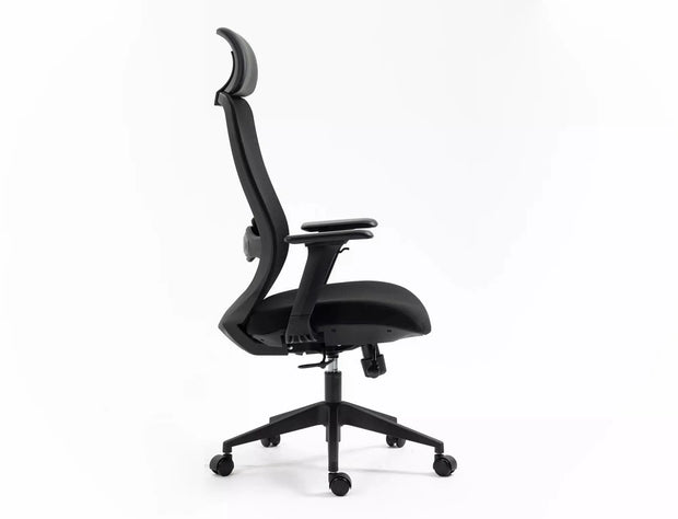 Scaun de birou tapitat cu stofa, Ergon Negru, l64xA49-54xH112 cm (2)