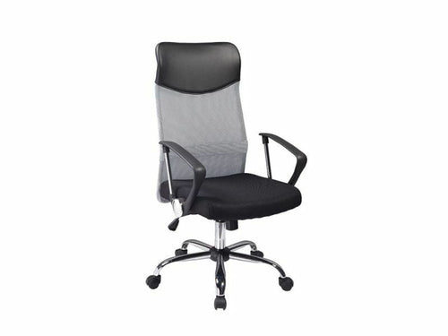 Scaun de birou tapitat cu stofa, Q-025 Negru / Gri / Crom, l62xA50xH111 cm