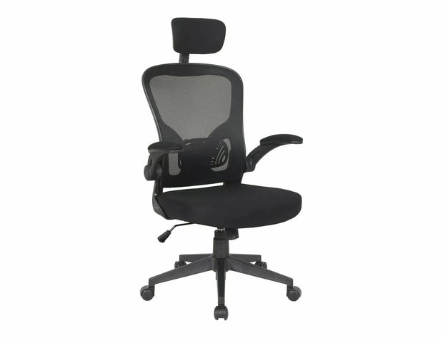 Scaun de birou tapitat cu stofa, Q-060 Negru, l66xA60xH116 cm