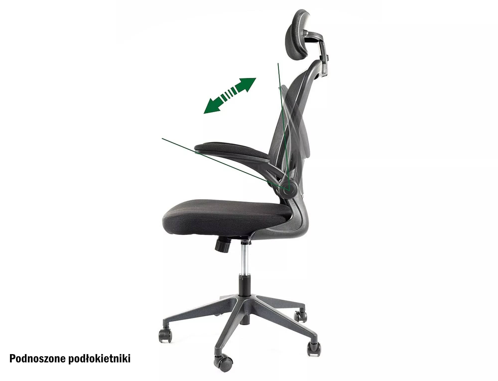 Scaun de birou tapitat cu stofa, Q-060 Negru, l66xA60xH116 cm (1)