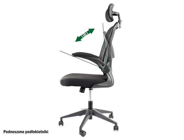 Scaun de birou tapitat cu stofa, Q-060 Negru, l66xA60xH116 cm (1)