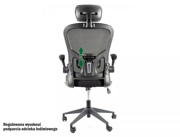 Scaun de birou tapitat cu stofa, Q-060 Negru, l66xA60xH116 cm (2)