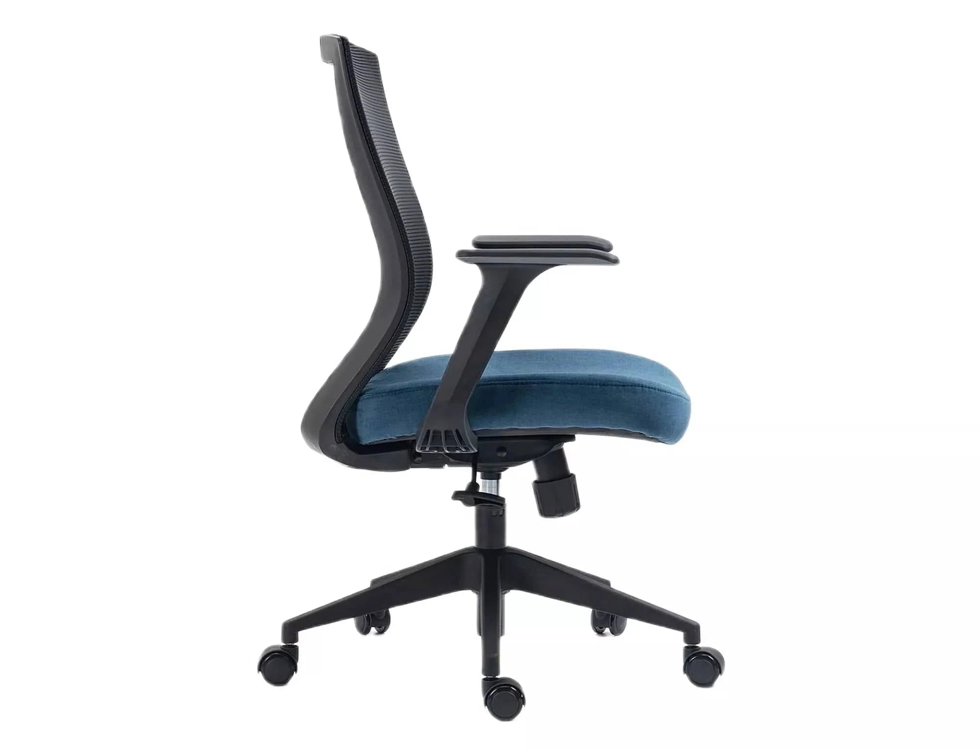 Scaun de birou tapitat cu stofa, Q-328 Albastru / Negru, l62xA48xH97 cm (2)