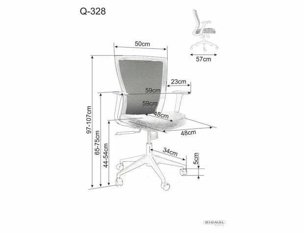Scaun de birou tapitat cu stofa, Q-328 Gri / Negru, l62xA48xH97 cm (2)