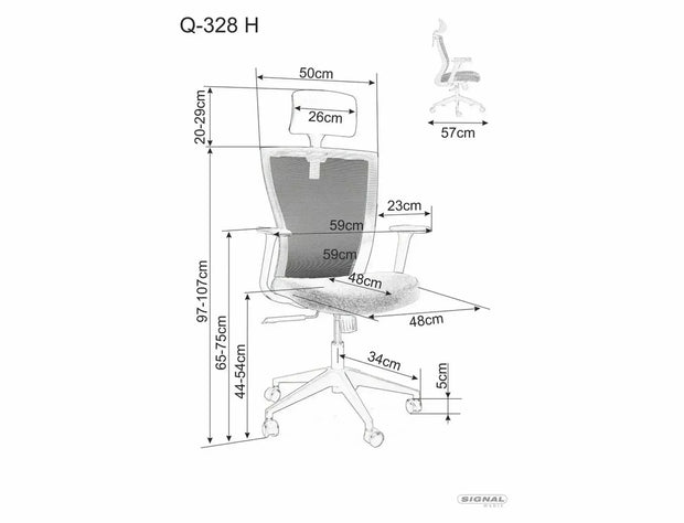Scaun de birou tapitat cu stofa, Q-328H Negru, l62xA48xH97 cm (1)