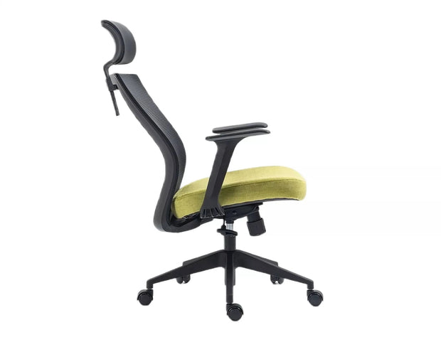 Scaun de birou tapitat cu stofa, Q-328H Verde / Negru, l62xA48xH97 cm (1)