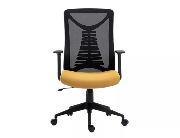 Scaun de birou tapitat cu stofa, Q-330 Galben / Negru, l62xA48xH103 cm (1)