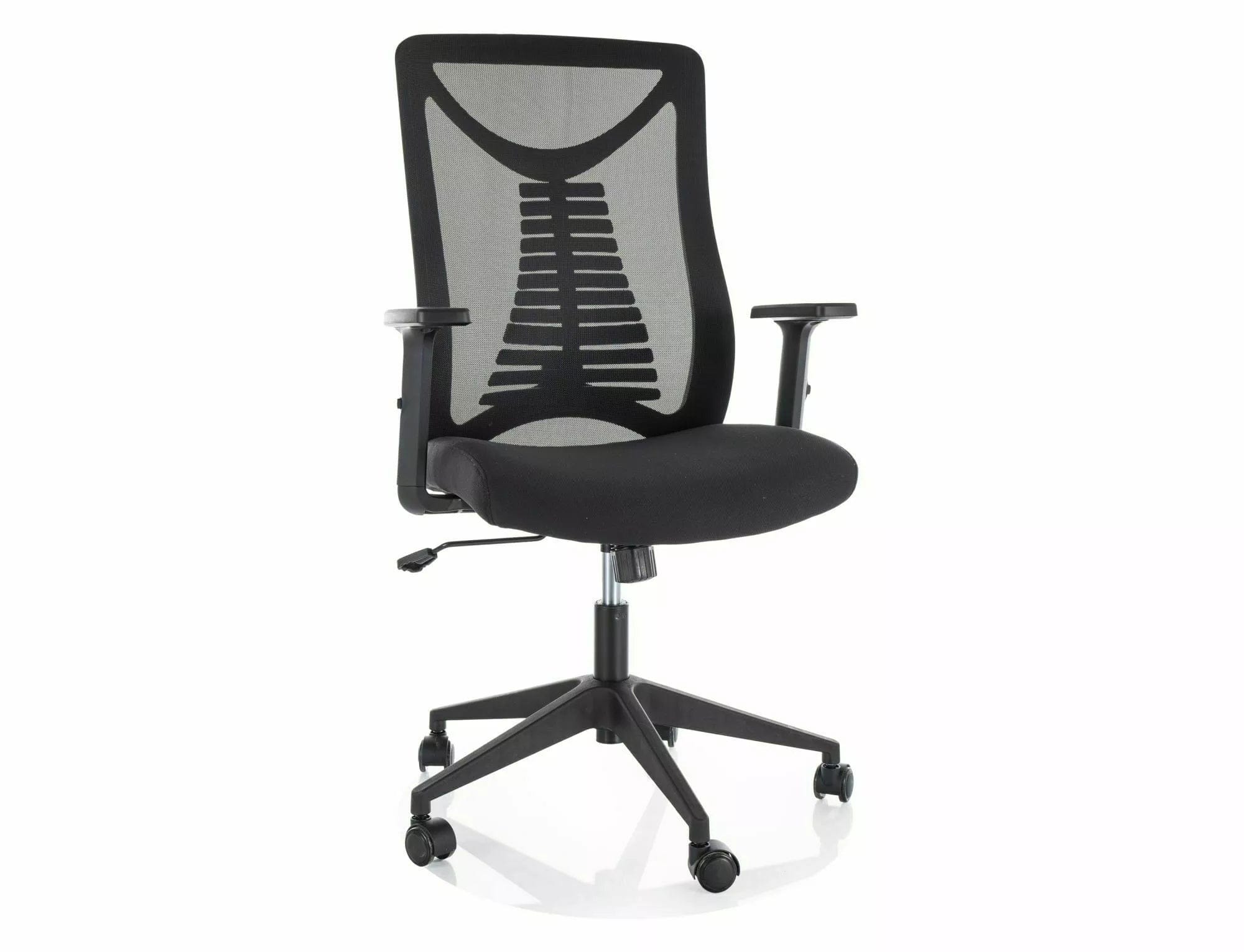 Scaun de birou tapitat cu stofa, Q-330R Negru, l62xA48xH103 cm