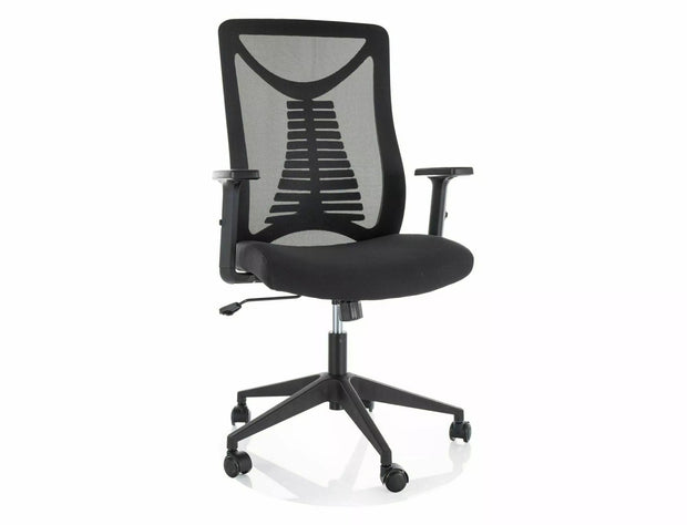 Scaun de birou tapitat cu stofa, Q-330R Negru, l62xA48xH103 cm