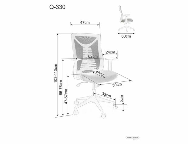 Scaun de birou tapitat cu stofa, Q-330R Negru, l62xA48xH103 cm (2)