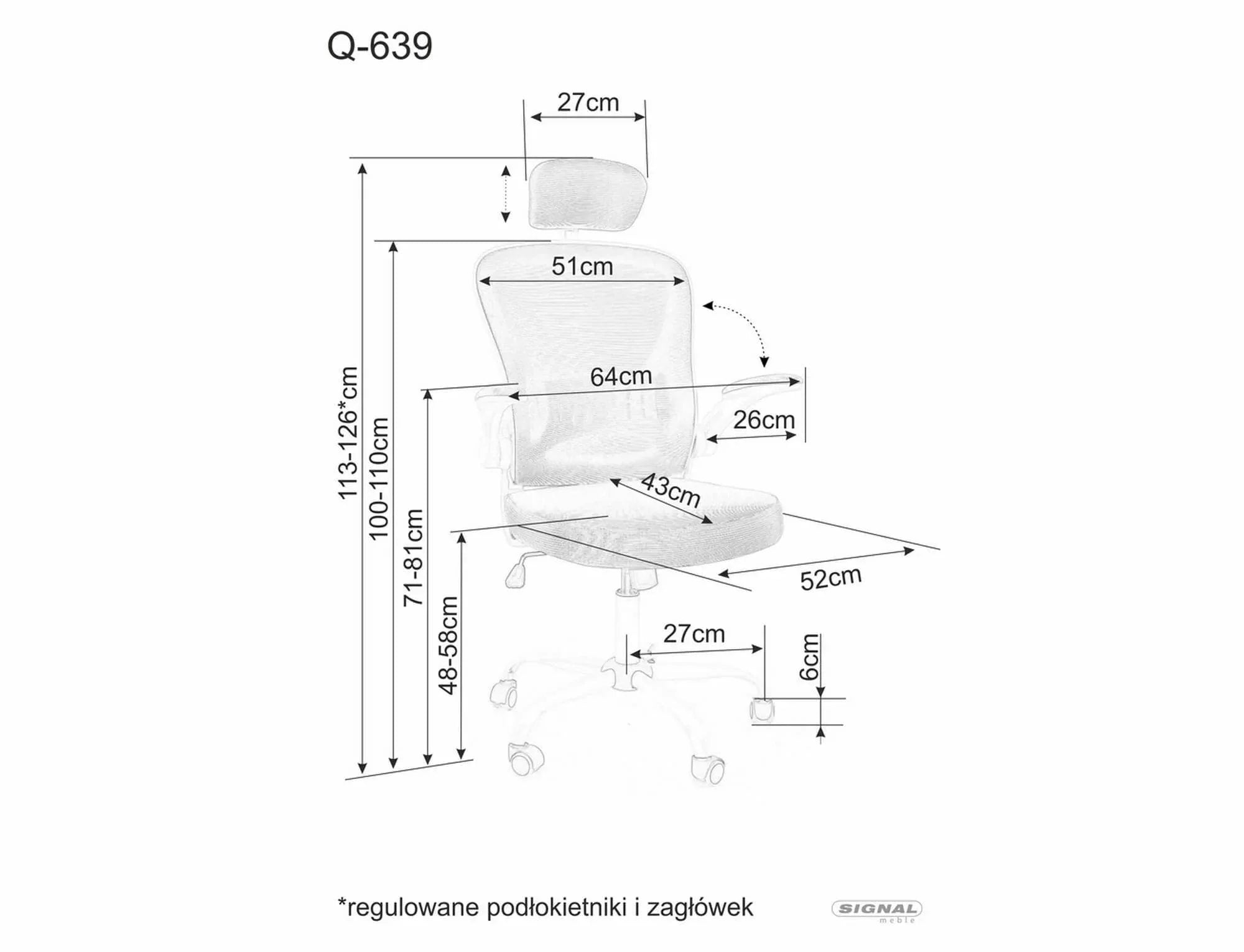 Scaun de birou tapitat cu stofa, Q-639 Gri / Alb, l64xA43xH113 cm (1)