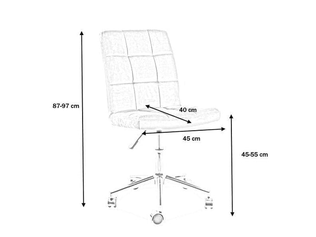 Scaun de birou tapitat cu stofa, Qwin-020 Velvet Bleumarin, l45xA40xH87-97 cm (1)