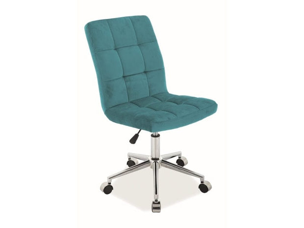 Scaun de birou tapitat cu stofa, Qwin-020 Velvet Turcoaz, l45xA40xH87-97 cm (1)