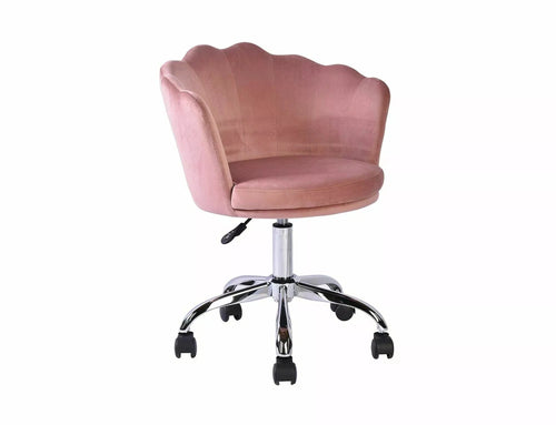 Scaun de birou tapitat cu stofa, Rose Velvet Roz / Crom, l56xA41xH74 cm
