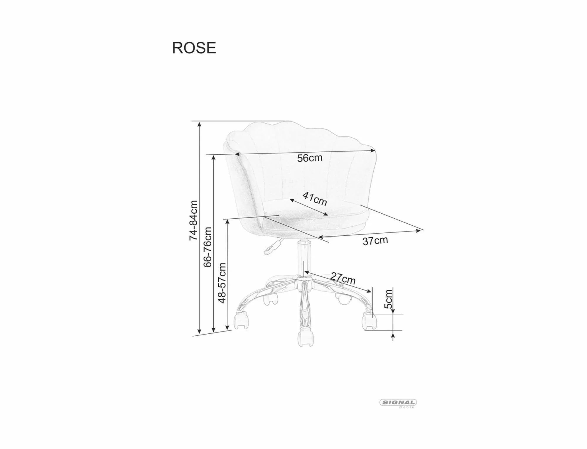 Scaun de birou tapitat cu stofa, Rose Velvet Roz / Crom, l56xA41xH74 cm (2)