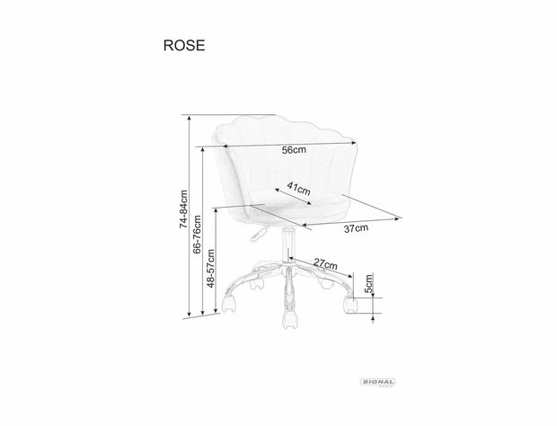 Scaun de birou tapitat cu stofa, Rose Velvet Roz / Crom, l56xA41xH74 cm (2)