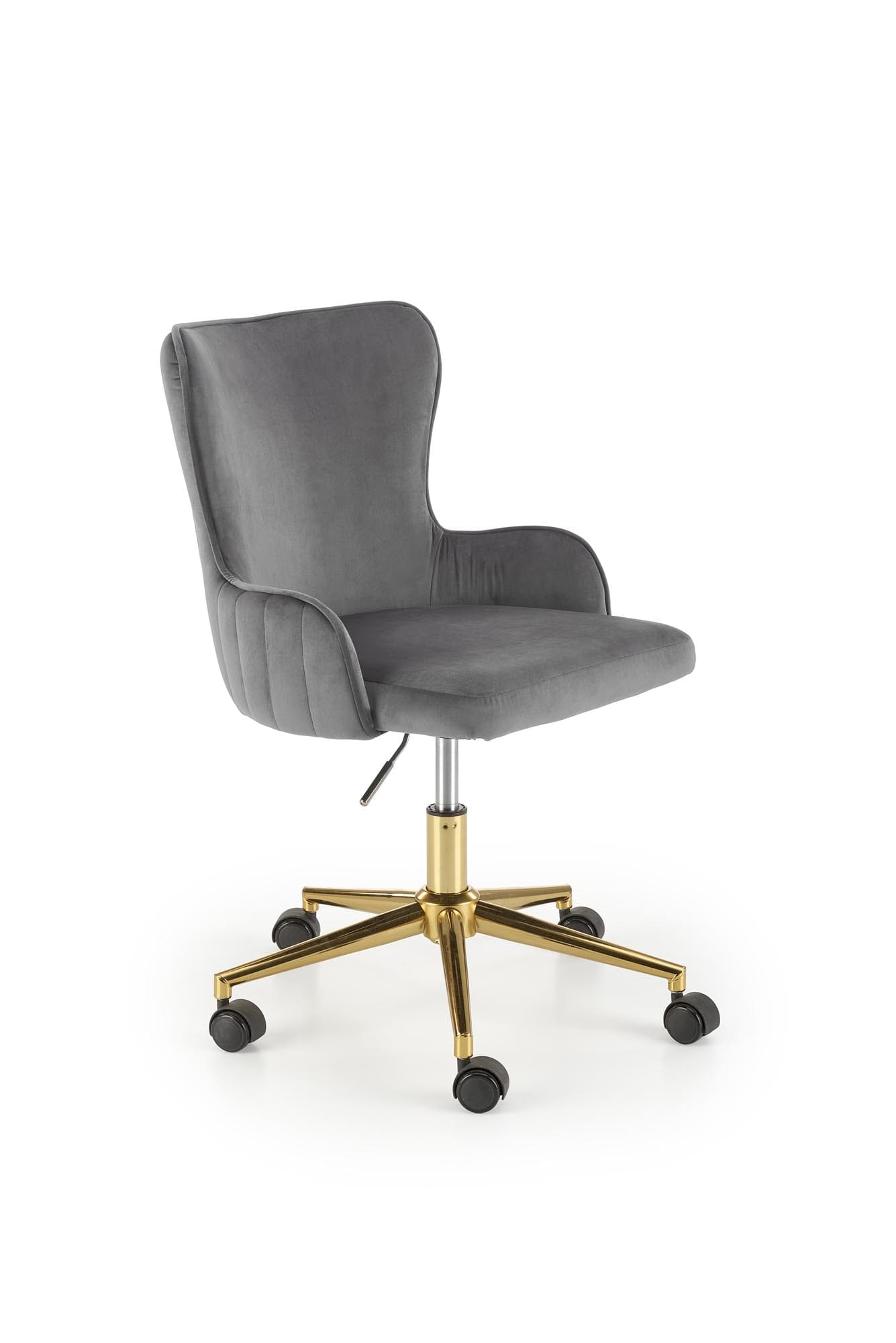 Scaun de birou tapitat cu stofa, Timoteo Velvet Gri, l55xA55xH77-85 cm