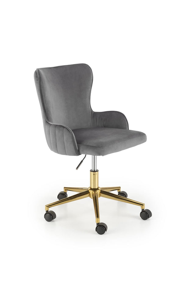Scaun de birou tapitat cu stofa, Timoteo Velvet Gri, l55xA55xH77-85 cm
