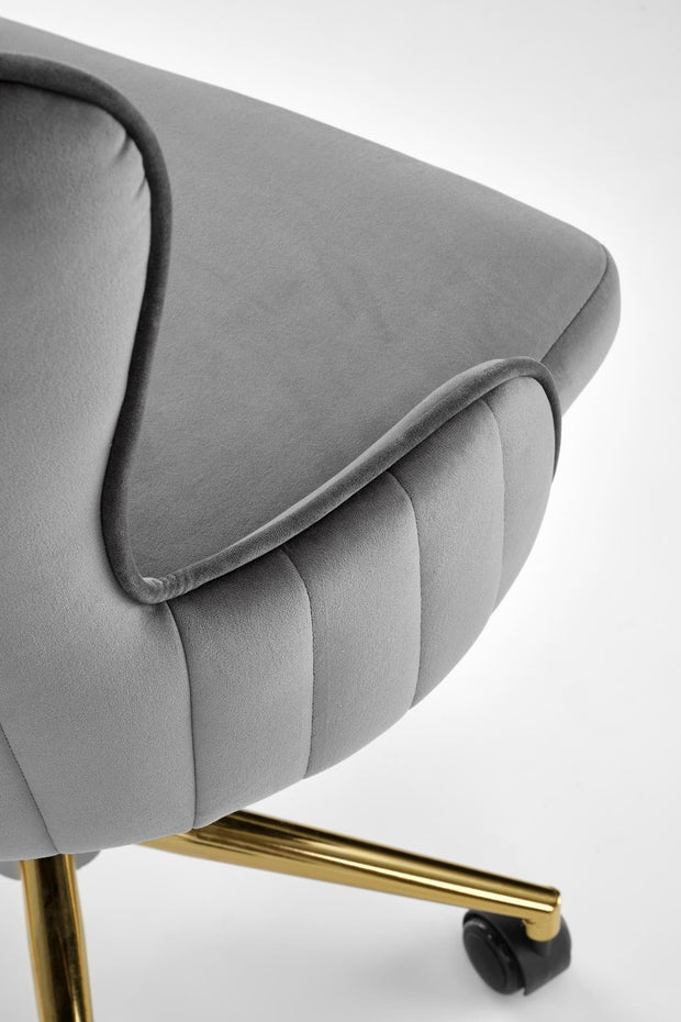 Scaun de birou tapitat cu stofa, Timoteo Velvet Gri, l55xA55xH77-85 cm (3)