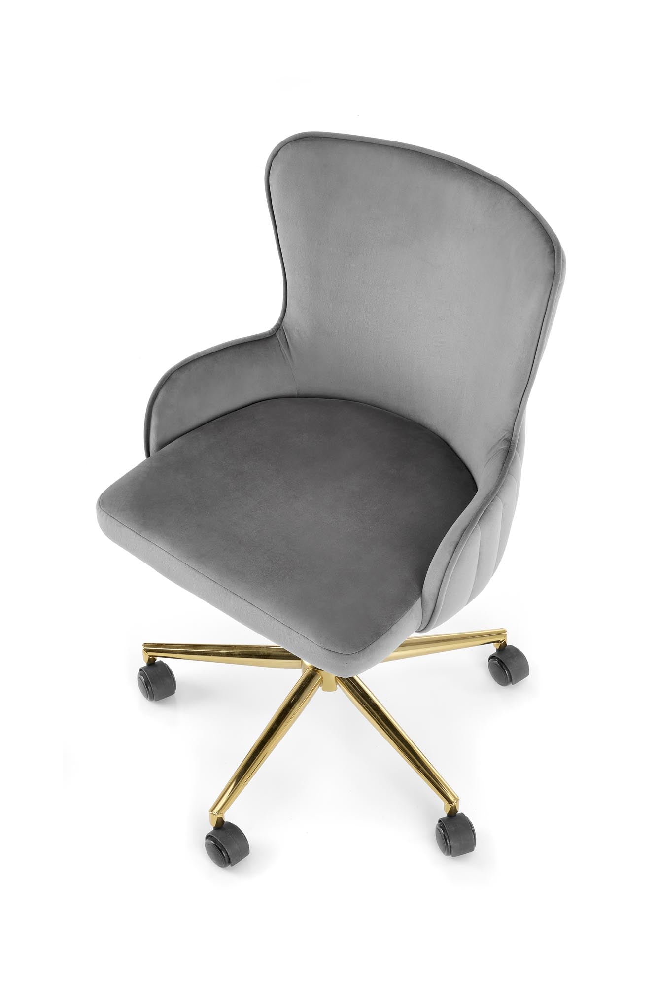 Scaun de birou tapitat cu stofa, Timoteo Velvet Gri, l55xA55xH77-85 cm (7)