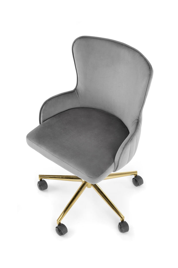 Scaun de birou tapitat cu stofa, Timoteo Velvet Gri, l55xA55xH77-85 cm (7)