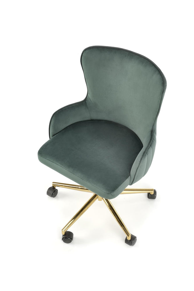 Scaun de birou tapitat cu stofa, Timoteo Velvet Verde Inchis, l55xA55xH77-85 cm (1)