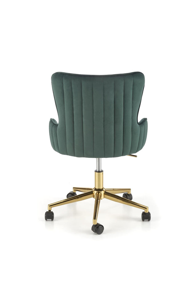 Scaun de birou tapitat cu stofa, Timoteo Velvet Verde Inchis, l55xA55xH77-85 cm (2)