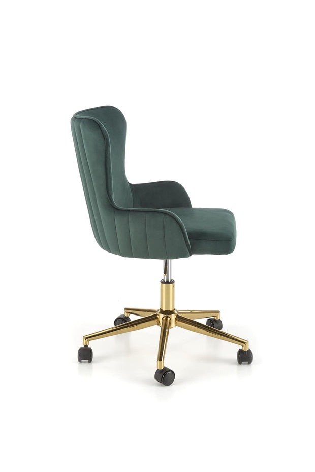 Scaun de birou tapitat cu stofa, Timoteo Velvet Verde Inchis, l55xA55xH77-85 cm (5)